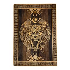 VLK FENRIR - VIKING, DŘEVĚNÝ NÁSTĚNNÝ OBRAZ 21X30CM - DŘEVĚNÉ OBRAZY - HOME DECOR
