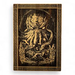 CTHULHU NÁSTĚNNÁ DEKORACE, DŘEVO 32X46CM - DŘEVĚNÉ OBRAZY - HOME DECOR