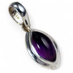 KOČIČÍ OKO, STŘÍBRNÝ PŘÍVĚSEK, AMETYST AG 925/1000 - PŘÍVĚSKY - STŘÍBRNÉ ŠPERKY