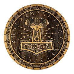 MJÖLLNIR - THOROVO KLADIVO, DŘEVĚNÝ NÁSTĚNNÝ OBRAZ 32CM - DŘEVĚNÉ OBRAZY - HOME DECOR