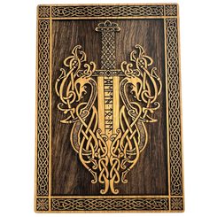 MEČ - VIKING - DŘEVĚNÝ NÁSTĚNNÝ OBRAZ 21X30CM - DŘEVĚNÉ OBRAZY - HOME DECOR
