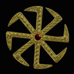KOLOVRAT a GRANÁT, Slovanský symbol Slunce, přívěšek, 14k zlato