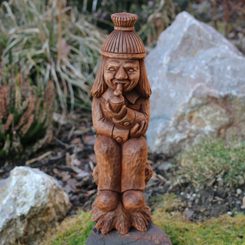 VODNÍK, DŘEVĚNÁ VYŘEZÁVANÁ FIGURKA Z VALAŠSKA VELKÁ 30 CM - SOŠKY, RELIÉFY, TRUHLY - HOME DECOR