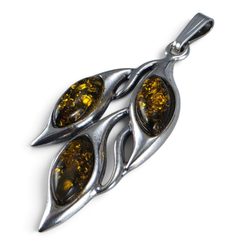 OWL, amber and silver, pendant