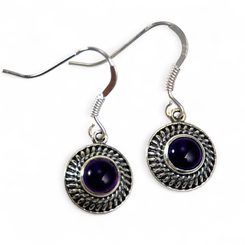 POMPEII, STŘÍBRNÉ ANTICKÉ NÁUŠNICE, AMETYST, AG 925/1000 - NÁUŠNICE - STŘÍBRNÉ ŠPERKY