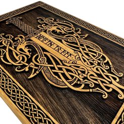 HUNINN A MUNINN S ORNAMENTY, NÁSTĚNNÁ DEKORACE, DŘEVO 32X44CM - DŘEVĚNÉ OBRAZY - HOME DECOR