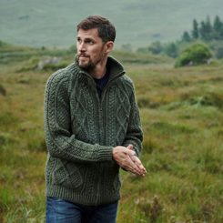 SEÁN PÁNSKÝ CARDIGAN MERINO VLNA - IRSKÁ ZELENÁ - VLNĚNÉ SVETRY - MÓDA