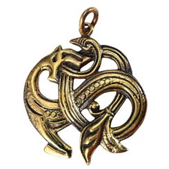 VIKINSKÝ MOŘSKÝ DRAK, BRONZOVÝ AMULET - PŘÍVĚSKY - ŠPERKY