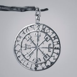 VEGVISIR - KOMPAS, ISLANDSKÁ RUNA, STŘÍBRNÝ PŘÍVĚSEK, AG 925, VELKÝ, 10G - PŘÍVĚSKY - STŘÍBRNÉ ŠPERKY
