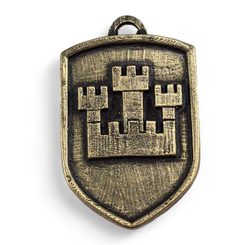 PRAHA, STŘEDOVĚKÝ ERB VE ŠTÍTU, XIV. STOLETÍ, ZINEK, STAROMOSAZ - STŘEDOVĚKÉ AMULETY - ŠPERKY