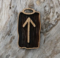 TIWAZ, dřevěný amulet - runa