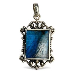 BLUETHORY, VIKTORIÁNSKÝ ŠPERK LABRADORIT, STŘÍBRO 925/1000 - PŘÍVĚSKY - STŘÍBRNÉ ŠPERKY