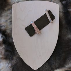 KULATÝ VIKINSKÝ ŠTÍT, PŘEKLIŽKA, LEN, SUROVÁ KŮŽE 70CM - VIKINSKÉ ŠTÍTY - ZBROJE