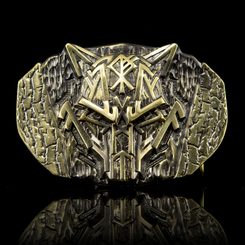 RUNIC WOLF, PŘEZKA NA OPASEK, MOSAZ - SPONY A KOVÁNÍ - SEDLÁŘSTVÍ