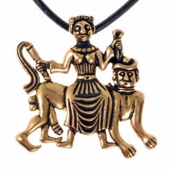 PŘÍVĚSEK / BROŽ ARISTOTELES A PHYLLIS, BRONZ - STŘEDOVĚKÉ POUTNICKÉ ODZNAKY - ŠPERKY