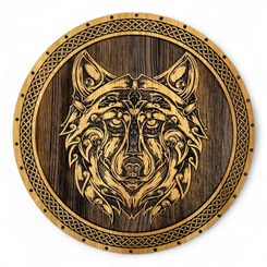 VLK FENRIR, DŘEVĚNÝ NÁSTĚNNÝ OBRAZ 32CM - DŘEVĚNÉ OBRAZY - HOME DECOR