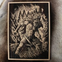 BERSERKER nástěnná dekorace, dřevo 32x46cm