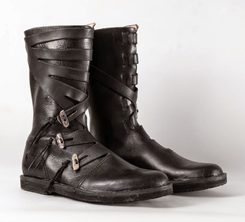 VARYAG, vysoké kožené boty, viking - černé