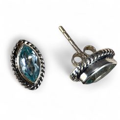 DINA, STŘÍBRNÉ NÁUŠNICE, MODRÝ TOPAZ, AG 925/1000 - NÁUŠNICE - STŘÍBRNÉ ŠPERKY