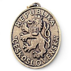 ČESKOSLOVENSKÝ HRANIČNÍ SLOUP, PŘÍVĚSEK, STAROMOSAZ - VŠECHNY AMULETY, VLASTNÍ VÝROBA - ŠPERKY