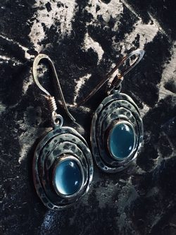 AQUARIUS, náušnice, stříbro 925 - modrý chalcedon