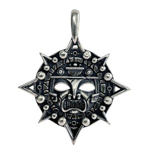 AZTÉCKÁ MASKA, AMULET, STŘÍBRNÝ PŘÍVĚSEK, AG 925 - PŘÍVĚSKY - STŘÍBRNÉ ŠPERKY