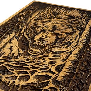 FENRIR - VLK ZBAVENÝ ŘETĚZŮ NÁSTĚNNÁ DEKORACE, DŘEVO 32X46CM - DŘEVĚNÉ OBRAZY - HOME DECOR