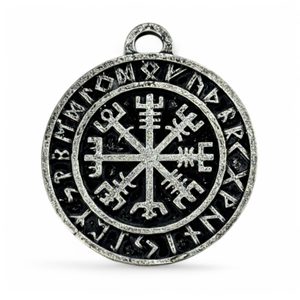 VEGVISIR - KOMPAS, ISLANDSKÁ RUNA, PŘÍVĚŠEK, ZINEK - VIKINGSKÉ AMULETY - ŠPERKY