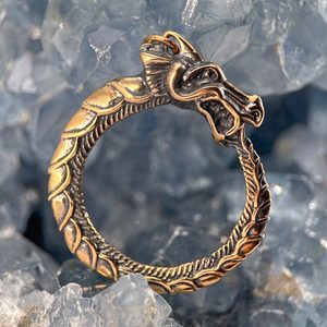 JORMUNGANDR, HAD Z MIDGARDU, UROBOROS, BRONZOVÝ AMULET - PŘÍVĚSKY - ŠPERKY