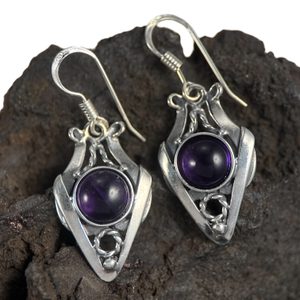 AMALIE, SECESNÍ ŠPERK, STŘÍBRNÉ NÁUŠNICE S AMETYSTEM, AG 925 - NÁUŠNICE - STŘÍBRNÉ ŠPERKY