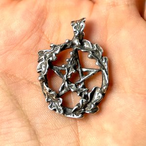DUBOVÝ PENTAGRAM, STŘÍBRNÝ PŘÍVĚSEK, AG 925 - PŘÍVĚSKY - STŘÍBRNÉ ŠPERKY