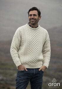 ARAN VLNĚNÝ SVETR, PÁNSKÝ IRSKO - VLNĚNÉ SVETRY - MÓDA