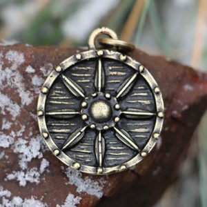 VIKING, ŠTÍT, PŘÍVĚŠEK, ZINEK, STAROMOSAZ - VŠECHNY AMULETY, VLASTNÍ VÝROBA - ŠPERKY