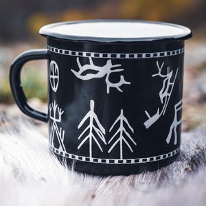 SÁMI LAPONSKÝ PLECHÁČEK, SMALTOVANÝ HRNEK - POHÁRY A HRNKY - HOME DECOR