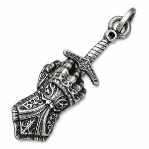 STŘEDOVĚKÝ PŘÍVĚŠEK, RUKAVICE A MEČ, ZINEK - STŘEDOVĚKÉ AMULETY - ŠPERKY