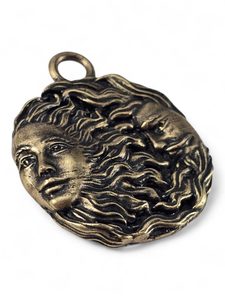 CONIUNCTIO, MĚSÍC A SLUNCE, PŘÍVĚSEK, ZINEK, STAROMOSAZ - MAGICKÉ AMULETY - ŠPERKY