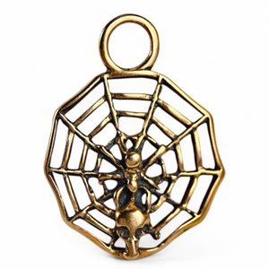 PAVUČINA S PAVOUKEM AMULET BRONZ - BRONZOVÉ ŠPERKY - ŠPERKY