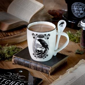 POE'S RAVEN: HRNEČEK A LŽIČKA, ALCHEMY ENGLAND - POHÁRY A HRNKY - HOME DECOR
