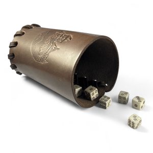 KOŽENÝ KALÍŠEK KARLŠTEJN NA HRACÍ KOSTKY HNĚDÝ - STŘEDOVĚKÉ DESKOVÉ HRY - HRY A KNIHY