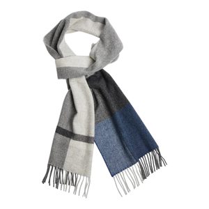 ŠÁLA IRSKÁ, FOXFORD NAVY BLOCK STRIPE, JEHNĚČÍ VLNA - VLNĚNÉ ŠÁLY - MÓDA