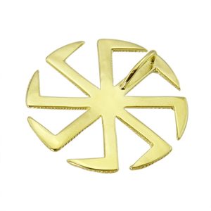 KOLOVRAT A GRANÁT, SLOVANSKÝ SYMBOL SLUNCE, PŘÍVĚŠEK, 14K ZLATO - ZLATÉ ŠPERKY - ŠPERKY