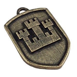 PRAHA, STŘEDOVĚKÝ ERB VE ŠTÍTU, XIV. STOLETÍ, ZINEK, STAROMOSAZ - STŘEDOVĚKÉ AMULETY - ŠPERKY