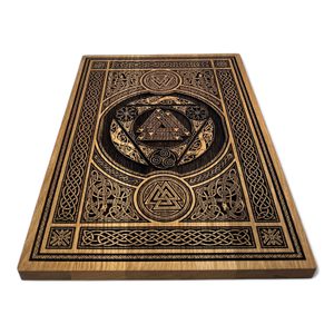 VALKNUT S ORNAMENTY, NÁSTĚNNÁ DEKORACE, DŘEVO 32X44CM - DŘEVĚNÉ OBRAZY - HOME DECOR