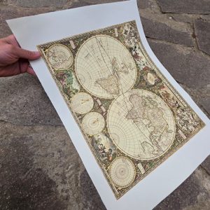 MAPA SVĚTA NOVA TOTIUS TERRARUM ORBIS TABULA, FREDERIK DE WIT, RUČNÍ PAPÍR - PLAKÁTY - HOME DECOR