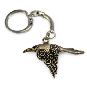 CORVUS KLÍČENKA - KELTSKÁ VRÁNA, AMULET, STAROMOSAZ - KLÍČENKY Z KOVU - ŠPERKY
