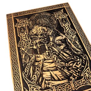 FENRIR - VLK NÁSTĚNNÁ DEKORACE, DŘEVO 32X46CM - DŘEVĚNÉ OBRAZY - HOME DECOR