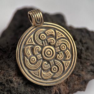 ORLÍ HLAVY, SLUNEČNÍ SYMBOL, BRONZOVÝ PŘÍVĚŠEK - PŘÍVĚSKY - ŠPERKY