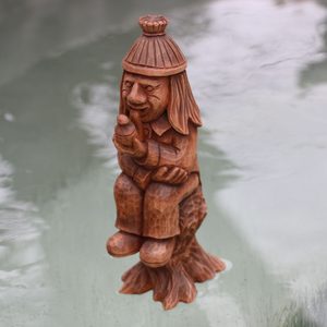 VODNÍK, DŘEVĚNÁ VYŘEZÁVANÁ FIGURKA Z VALAŠSKA 16 CM - SOŠKY, RELIÉFY, TRUHLY - HOME DECOR