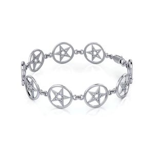 PENTAGRAMY, STŘÍBRNÝ NÁRAMEK, AG 925 - MAGICKÉ TALISMANY - HOME DECOR