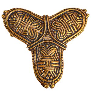 TROJLÍSTKOVÁ BROŽ, VIKINGSKÁ, BRONZ - BROŽE A KNOFLÍKY - ŠPERKY